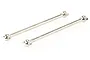 Two silver-coloured metal RC drive shafts with ball joints at each end, isolated on a white background.