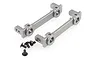 Two gunmetal grey aluminium RC bumper mounts with four small black screws on a white background.