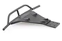 A black plastic front bumper for an HSP RC car, featuring a tubular bar design and a flat mounting plate with screw holes.