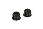 Two black plastic differential cases for Losi RC vehicles, shown from an angled perspective against a white background.