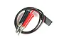 Dynamite Futaba J charging lead with banana plugs and a black Futaba connector on a white background.