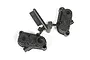 Axial 2-Speed Transfer Case Set parts on a plastic sprue, showing black molded plastic gearbox housing components.