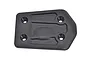 A black RPM rear skid plate for RC vehicles, featuring four countersunk screw holes and a molded RPM logo on a textured plastic surface.