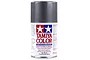 A 100ml can of Tamiya PS-63 Bright Gunmetal polycarbonate spray paint for RC car bodies, shown against a white background.