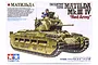 Tamiya 1/35 scale Red Army Matilda Mk.III/IV tank plastic model kit box art showing a painted tank with two crew figures.