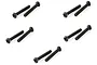 Ten black metal button head screws arranged in five pairs on a white background.