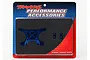 Traxxas blue anodized aluminium front shock tower and mounting hardware in original retail packaging.