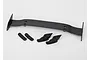 Traxxas XO-1 Exocarbon wing with two black plastic mounts and two washers on a white background.