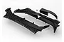 Traxxas XO-1 chassis side panels and cooling vent components in black plastic, shown on a white background.