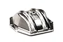 A silver-coloured aluminium differential cover for an RC vehicle, featuring a ribbed design and mounting holes.