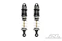 Two Pro-Line PowerStroke aluminium threaded front RC shock absorbers standing vertically against a white background.