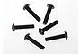 Six black metal button head screws arranged in a circular pattern against a white background.
