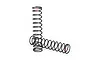 Two black metal coil shock springs for Traxxas RC vehicles, each featuring a small red identification mark on one coil.