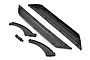 Losi DBXL-E side chassis guards and brace set, including two long side guards, two curved braces, and one small cylindrical post.
