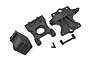 Losi DBXL-E center differential mount and gear cover set including black plastic mounts, a gear cover, and small screws.