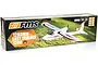 Retail packaging box for the FMS 1280mm Easy Trainer RC plane, showing the model on a grass background.