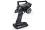 Sanwa MT-S 2.4GHz RC transmitter with a black pistol-grip handle, steering wheel, and digital display screen on a white background.
