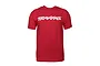 A red short-sleeved Traxxas branded t-shirt with the white Traxxas logo printed on the chest.