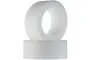 Two white foam tyre inserts for RC cars stacked vertically against a white background.