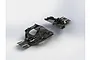 Two black molded plastic RC car chassis components, likely a front steering skid plate and a rear skid plate, shown against a plain white background.