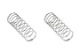 Two silver-coloured metal coil springs for RC car shocks, shown side-by-side on a white background.