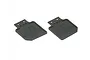 Two black Arrma branded rubber mud flaps for RC vehicles, shown from a top-down angle on a white background.