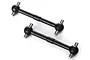 Two black steel RC drive shafts with universal joints at both ends, isolated on a white background.