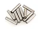 A pile of ten small, cylindrical metal drive pins for RC vehicles, shown against a plain white background.