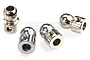 Four silver-coloured metal ball studs for RC sway bars, arranged on a white background.