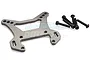 Gunmetal aluminium front shock tower for Rovan 5IVE-T RC car with included black mounting screws on a white background.