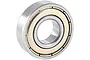 A single metal shielded ball bearing shown in a studio product shot against a white background.