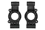 Two black plastic rear hub carriers for a Traxxas X-Maxx RC car, labeled LEFT and RIGHT, shown against a white background.
