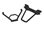 Two black plastic Traxxas X-Maxx rear bumper mount and support components isolated on a white background.