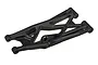A black molded plastic lower suspension arm for a Traxxas X-Maxx RC vehicle, shown from an angled perspective against a white background.