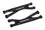 Two black plastic upper suspension arms for a Traxxas X-Maxx RC vehicle, shown from an angled perspective against a white background.