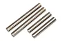 Four silver metal suspension arm pins for Traxxas X-Maxx RC car, arranged diagonally on a white background.