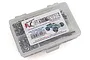 RC Screwz stainless steel screw kit for Arrma Kraton BLX 1/8th scale RC car in a clear plastic storage box.