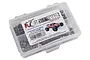 RC Screwz stainless steel screw kit for Traxxas Rustler VXL with TSM, packaged in a clear plastic compartment box.