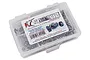 RC Screwz stainless steel screw kit for Arrma Fazon 6S BLX in a clear plastic storage box with a product label.