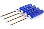 A set of four HSP blue aluminium ball hex drivers in sizes 1.5mm, 2.0mm, 2.5mm, and 3.0mm, arranged diagonally on a white background.