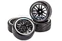 Vision RC 1.9" V-Pattern Drift Tyres on Spoke Black Rims - Glued Wheels 4Pcs VSKT637030S