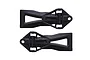 Two black plastic lower suspension arms for an RC vehicle, shown from a top-down perspective against a white background.
