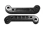 Two black plastic suspension arm braces for Xinlehong Challenger 9115 RC car, shown from front and back views.