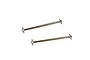 Two silver metal RC drive shafts with cross-pin ends, positioned diagonally against a white background.