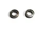 Two small silver metal ball bearings shown side by side against a plain white background.