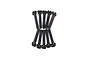 A set of ten black RC hobby screws with coarse threads and binder heads arranged in a symmetrical hourglass pattern against a white background.