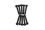 Ten black metal coarse thread binder head screws arranged in two rows of five on a white background.