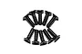 A set of ten black metal coarse thread countersunk head screws arranged in two rows against a white background.