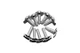 A cluster of ten silver-coloured metal washer head screws with coarse threads arranged in a circular pattern against a white background.