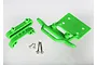 A bright green Traxxas front bumper set with mounting hardware on a white background.